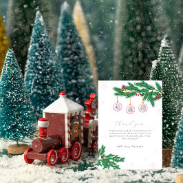 Pink Winter Clothesline Ornaments Baby Shower Dankeskarte