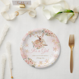 Pink Winter Dei a Girl Baby Dusche Pappteller