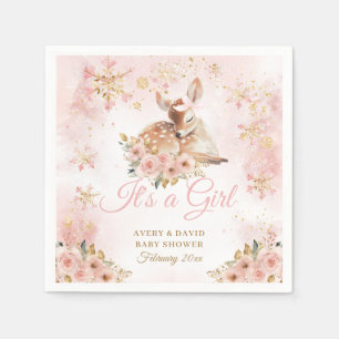 Pink Winter Dei a Girl Baby Dusche Serviette