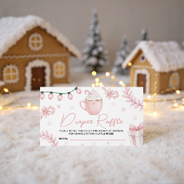 Pink Winter Diaper Raffle Ticket Begleitkarte