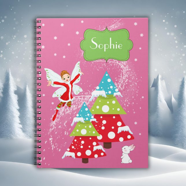Pink Winter Fairy Individuelle Name Notebook Notizblock (Von Creator hochgeladen)