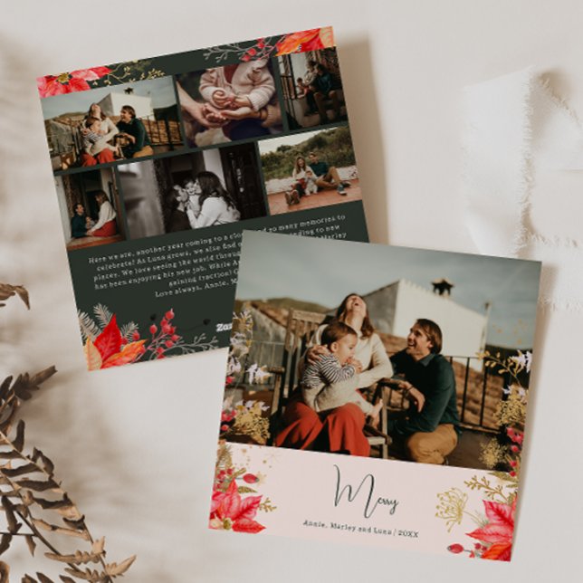 Pink Winter Floral Merken Sieben Foto Weihnachten (Von Creator hochgeladen)