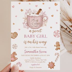 Pink Winter Girl Babydusche Einladung