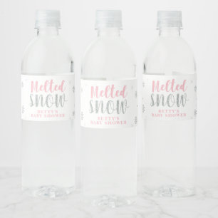 Pink Winter Girl Babydusche Wasserflasche Etikett