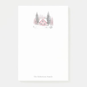 Pink Winter Hütte Weihnachten Post-it Klebezettel