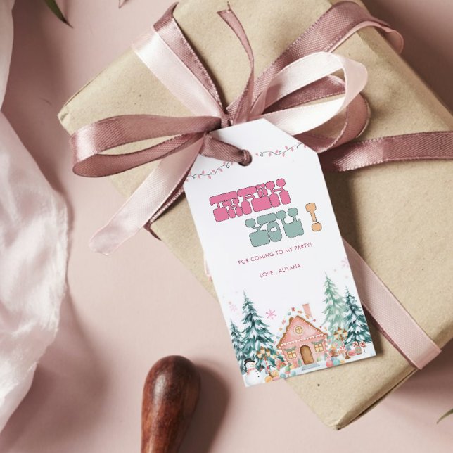 Pink Winter Onederland 1. Geburtstag Danke Geschenkanhänger (Von Creator hochgeladen)