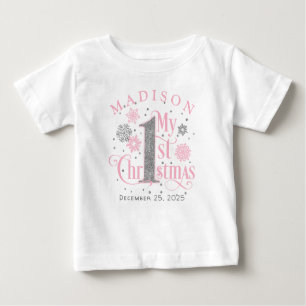 Pink Winter Onederland Baby Girl 1. Geburtstag Baby T-shirt