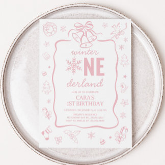 Pink Winter Onederland Birthday Party Einladung