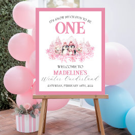 Pink Winter ONEderland Welcome Poster