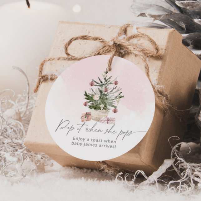 Pink Winter Pop es, wenn sie Pop Baby Dusche Geschenkanhänger (Von Creator hochgeladen)