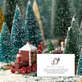 Pink Winter Skate Penguin Books for Baby Shower Begleitkarte