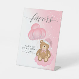 Pink Winter Sleepy Bären Balloon Baby Duschfavorit Sockelschild