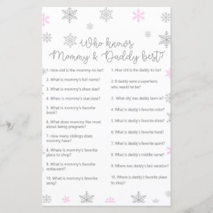 Pink Winter Snowflake Baby Duschgel Game PRINZIERT