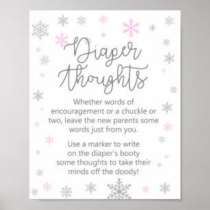 Pink Winter Snowflake Babyduschzeichen Poster