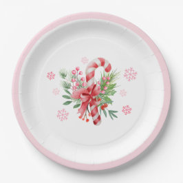 Pink Winter Snowflake Festive Candy Girl Pappteller