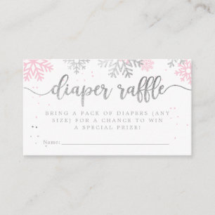 Pink Winter Snowflakes Babydusche Windelwaschmasch Begleitkarte