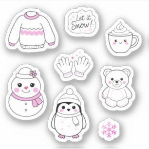 Pink Winter Stickers Pack Aufkleber