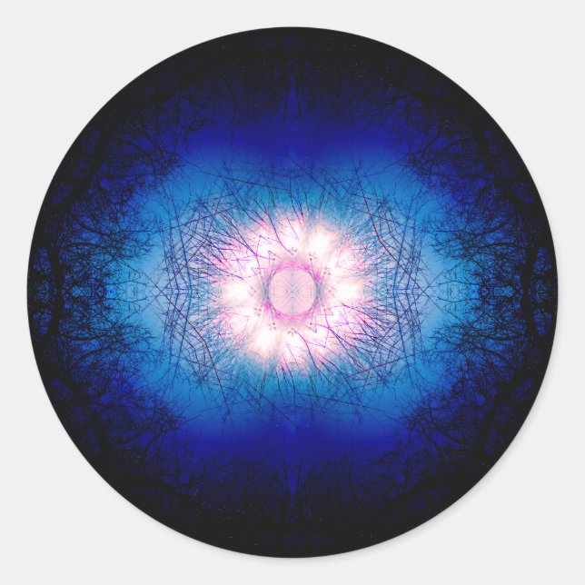 Pink Winter Sun Mandala Runder Aufkleber (Vorderseite)