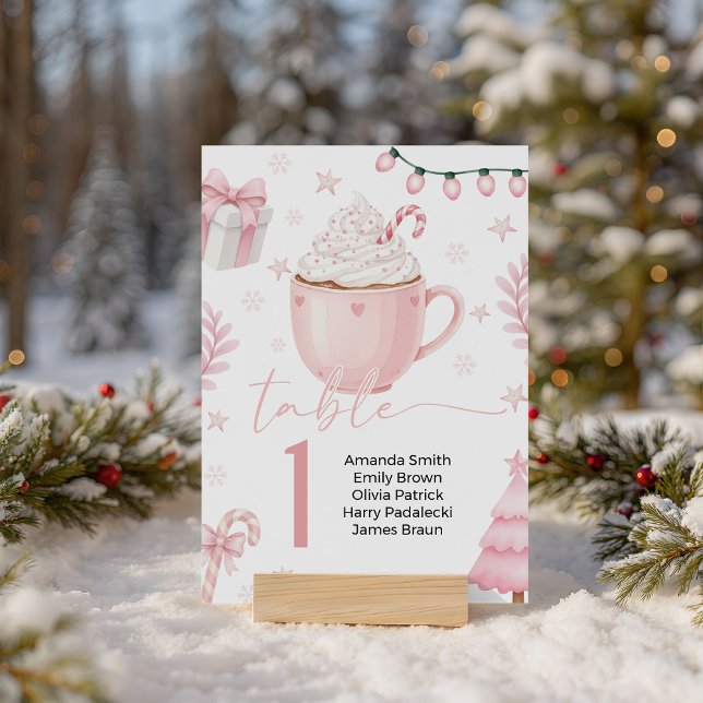 Pink Winter Table Number Card Sockelschild (Von Creator hochgeladen)