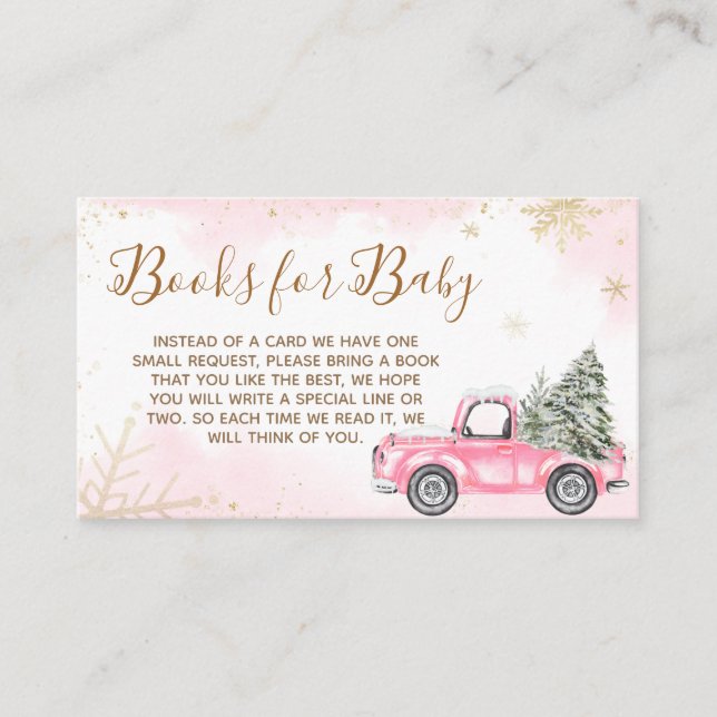 Pink Winter Truck Baby Duschbücher für Baby Begleitkarte (Vorderseite)