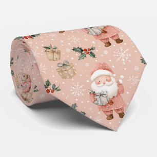 Pink Winter - Weihnachtsmann, Schneeflocken, Stech Krawatte
