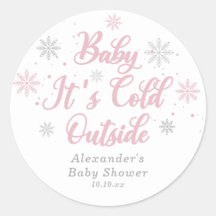 Pink Winter Wonderland Baby Dusche Gefallen Runder Aufkleber