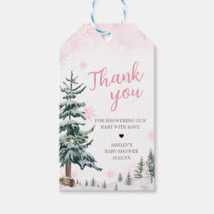 Pink Winter Wonderland Baby Duwer Fevor Tags Geschenkanhänger