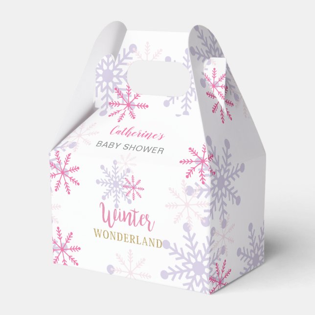 Pink Winter Wonderland Baby Showflakes Girl Geschenkschachtel (Vorderseite)
