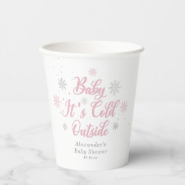 Pink Winter Wonderland Babydusche Pappbecher