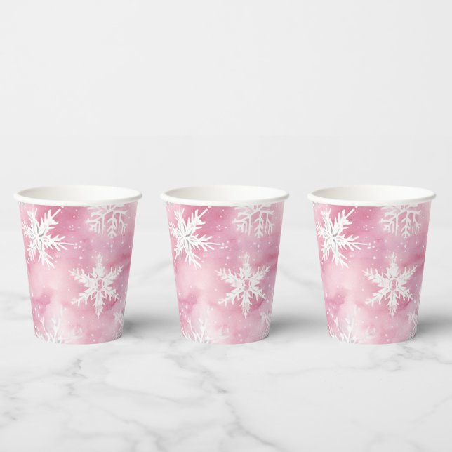Pink Winter Wonderland Girl Celebration Pappbecher (Multi)