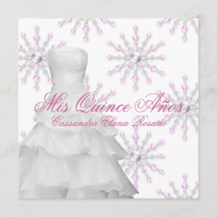 Pink Winter Wonderland Quinceanera Einladung