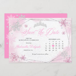 Pink Winter Wonderland Schneeflocke Save the Date Einladung