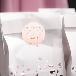 Pink Winter Wonderland Snowflake Baby Danke Runder Aufkleber