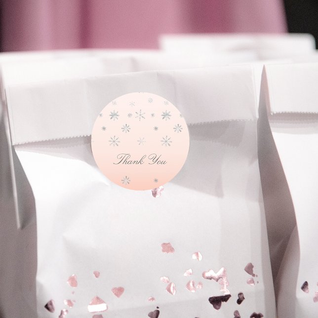 Pink Winter Wonderland Snowflake Baby Danke Runder Aufkleber (Von Creator hochgeladen)