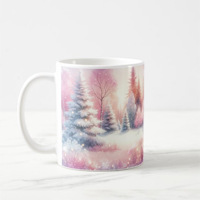 Pink Winter Wonderland Weihnachten Kaffeetasse (Links)
