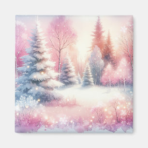 Pink Winter Wonderland Weihnachten Magnet