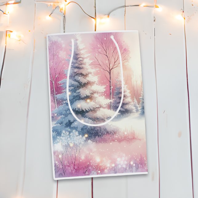 Pink Winter Wonderland Weihnachten Mittlere Geschenktüte (Von Creator hochgeladen)