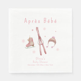 Pink Winter Woodland Après Bébé Ski Baby Shower Serviette