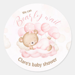 Pink wir können frühzeitig abwarten Babydusche Auf Runder Aufkleber