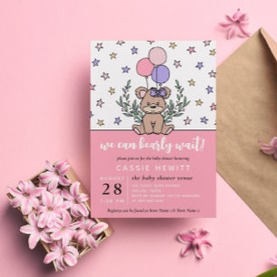 Pink wir können frühzeitig abwarten Mädchen Dusche Einladung