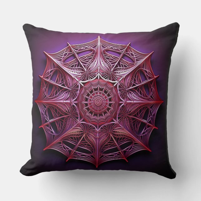 Pink Wireframe Mandelbrot Kissen (Vorderseite)