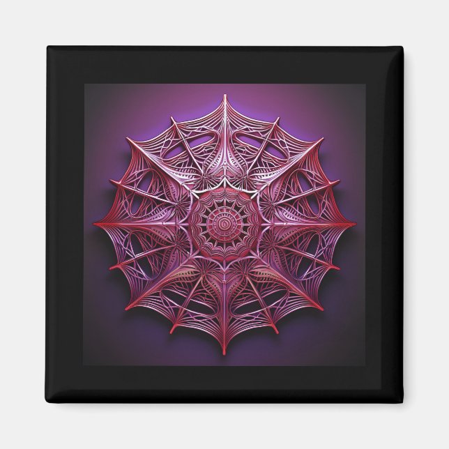 Pink Wireframe Mandelbrot Magnet (Vorne)