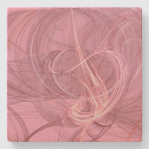 Pink Wispy Fraktal Square Stone Untersetzer