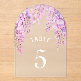 Pink Wisteria Baptism Acrylic Table Number Acryleinladungen