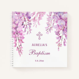 Pink Wisteria Baptism Guest Book Notizbuch