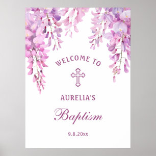 Pink Wisteria Taufe Willkommensposter Poster