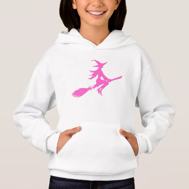 Pink Witch on a Broom T-Shirt – Magical & Fun  Hoodie (Vorderseite)