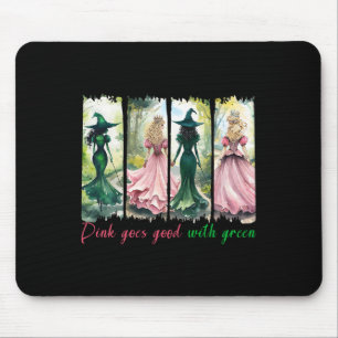 Pink Witch passt gut zu grüner Halloween-Hexenfrau Mousepad