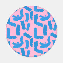 Pink with Blue Brushstroke Pattern 