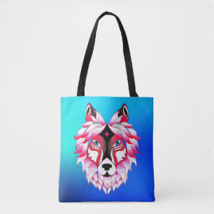 Pink Wolf Head Polygon Design-24531